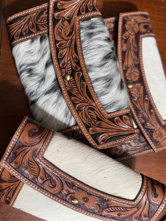 Large Tooled cowhide wallet
