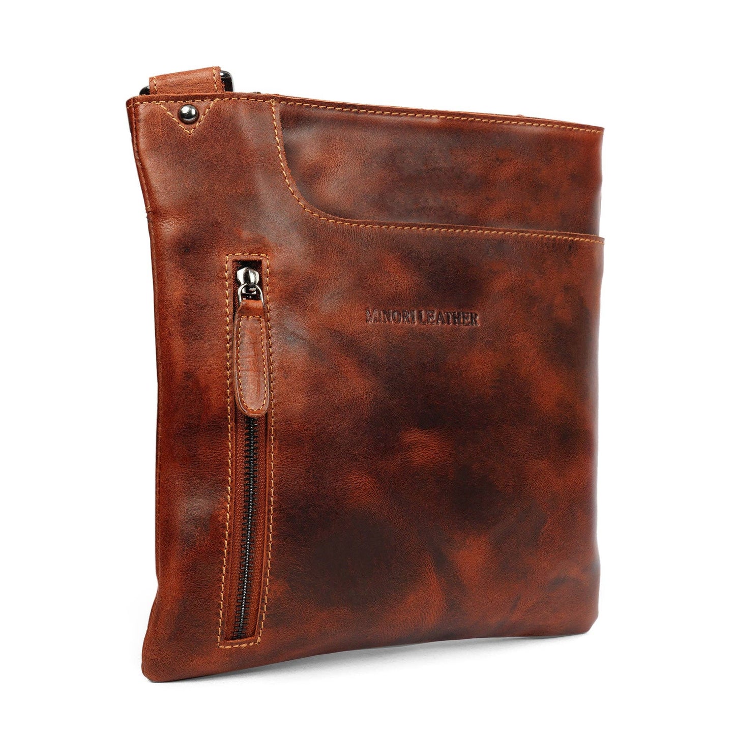 Carter Slim Leather Crossbody Bag in Chestnut