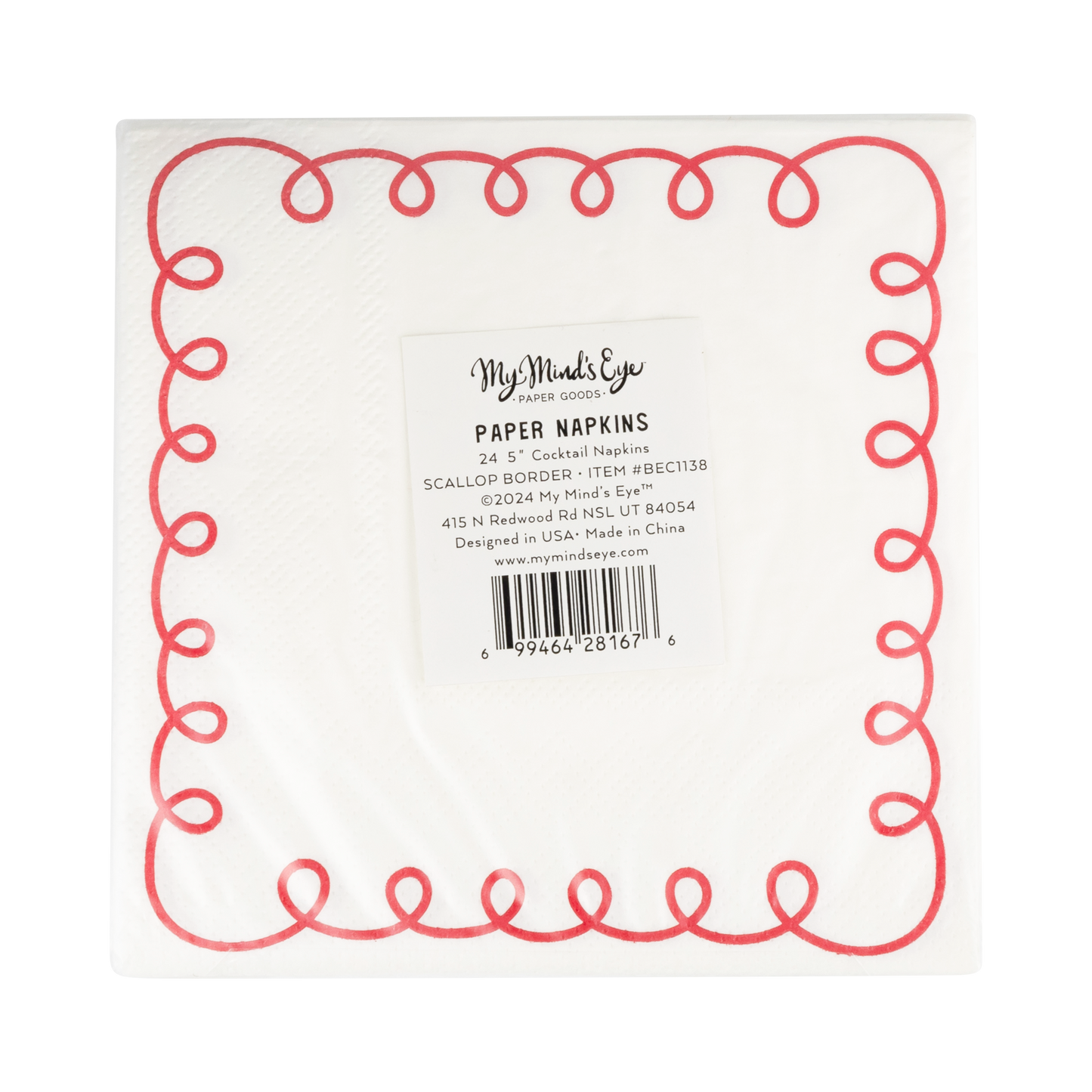 Red and Cream Scallop Border Napkin