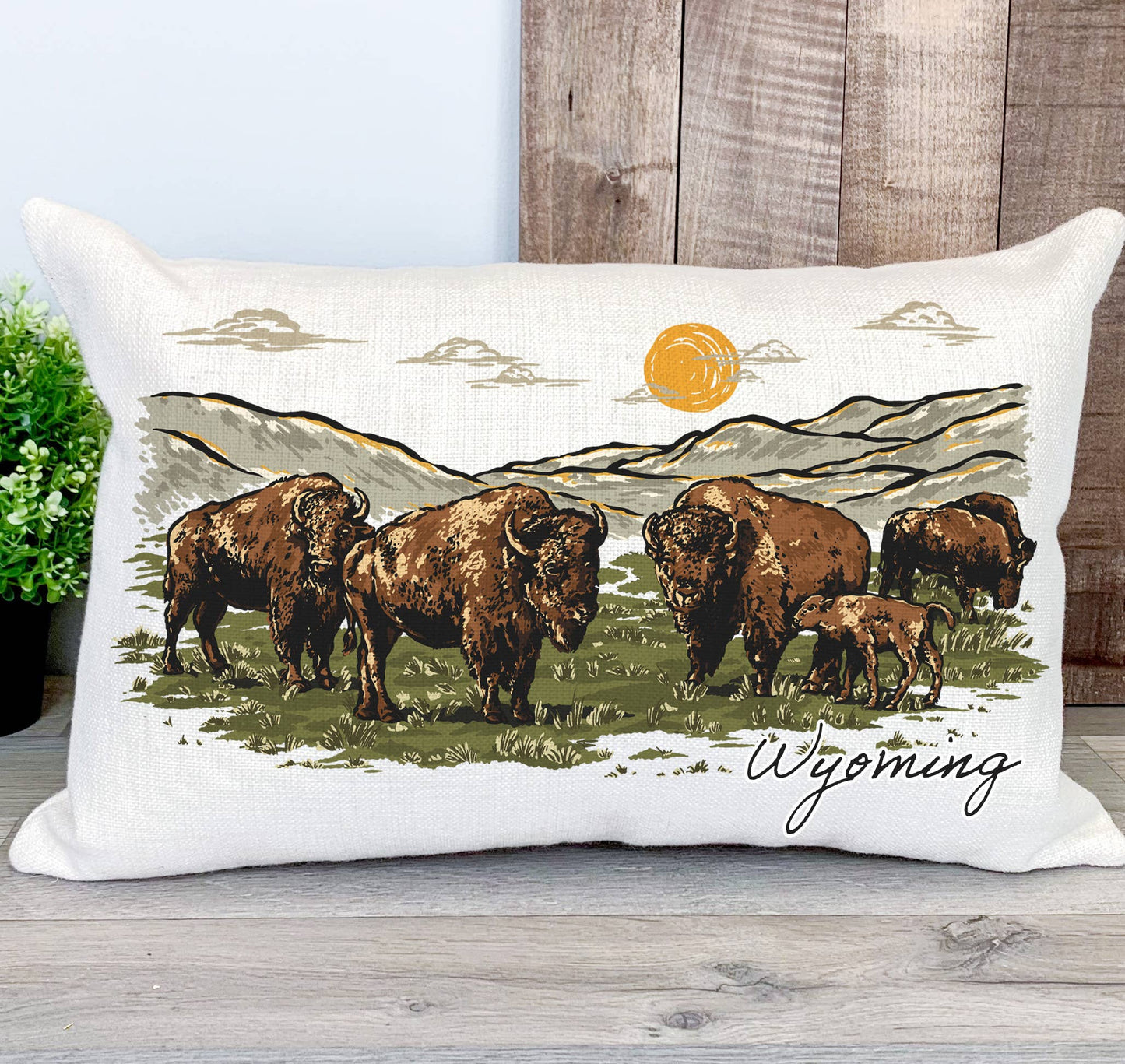 Bison Herd Pillow