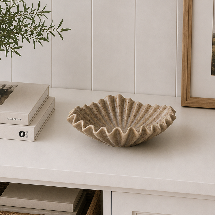 Beige Accent Ruffle Dish