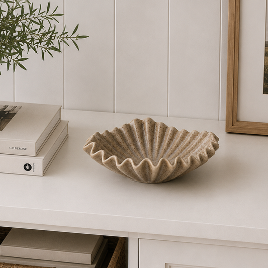 Beige Accent Ruffle Dish