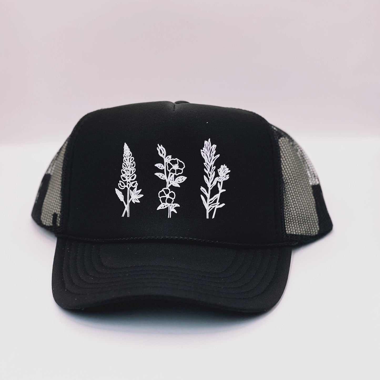 Wildflowers Woman's Trucker Hat- Black