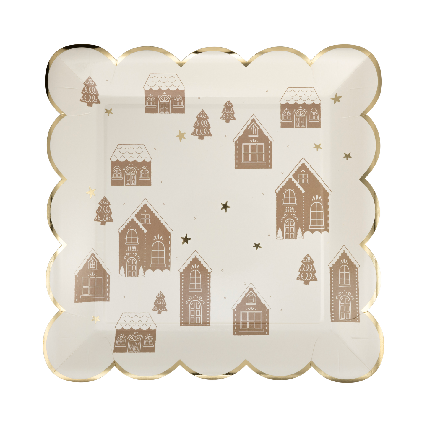 Gingerbread Scattered House 9" Party Plate