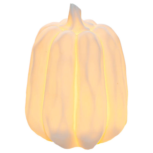 Round White Lighted Pumpkin