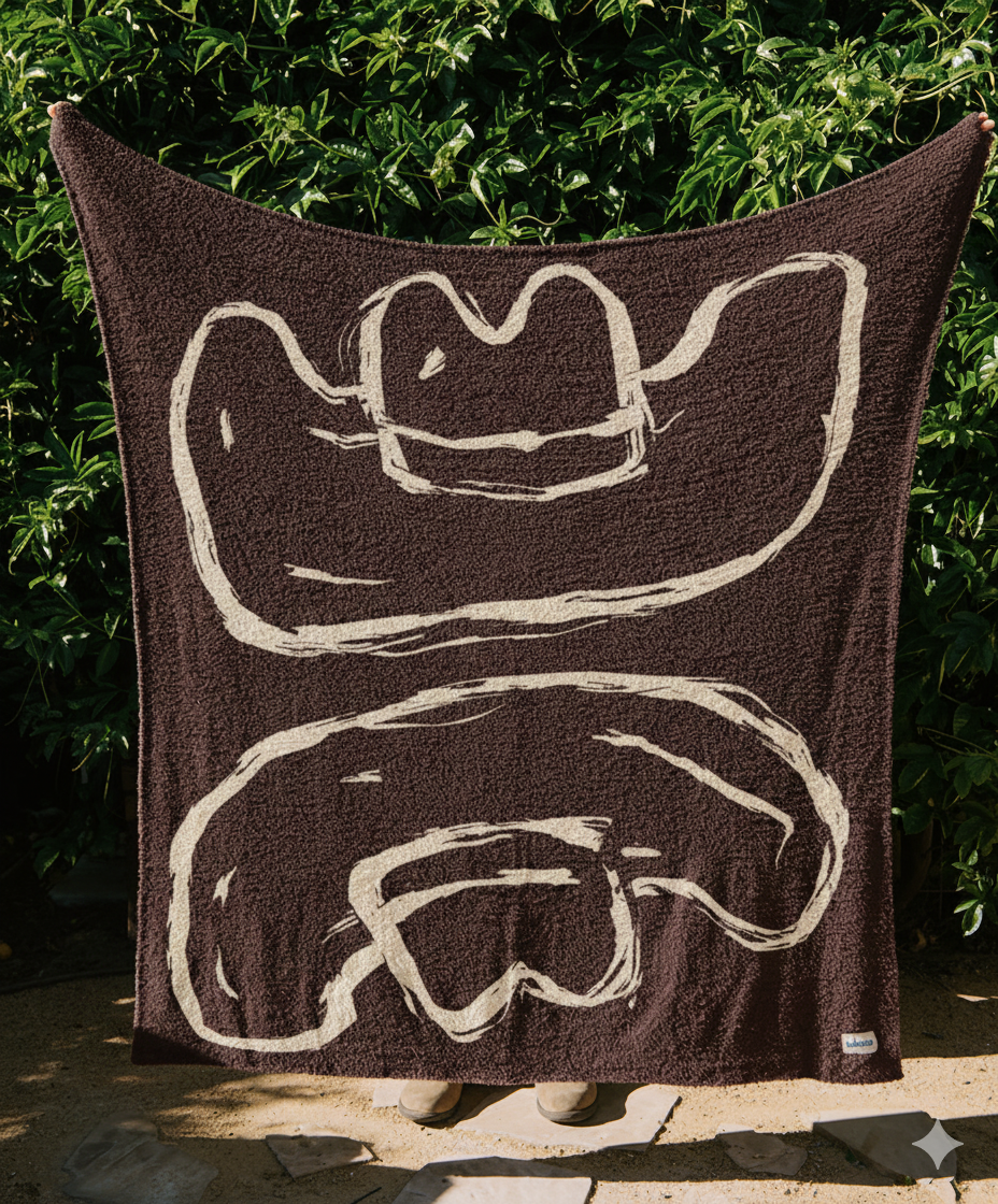 Howdy Plush Blanket - Brown
