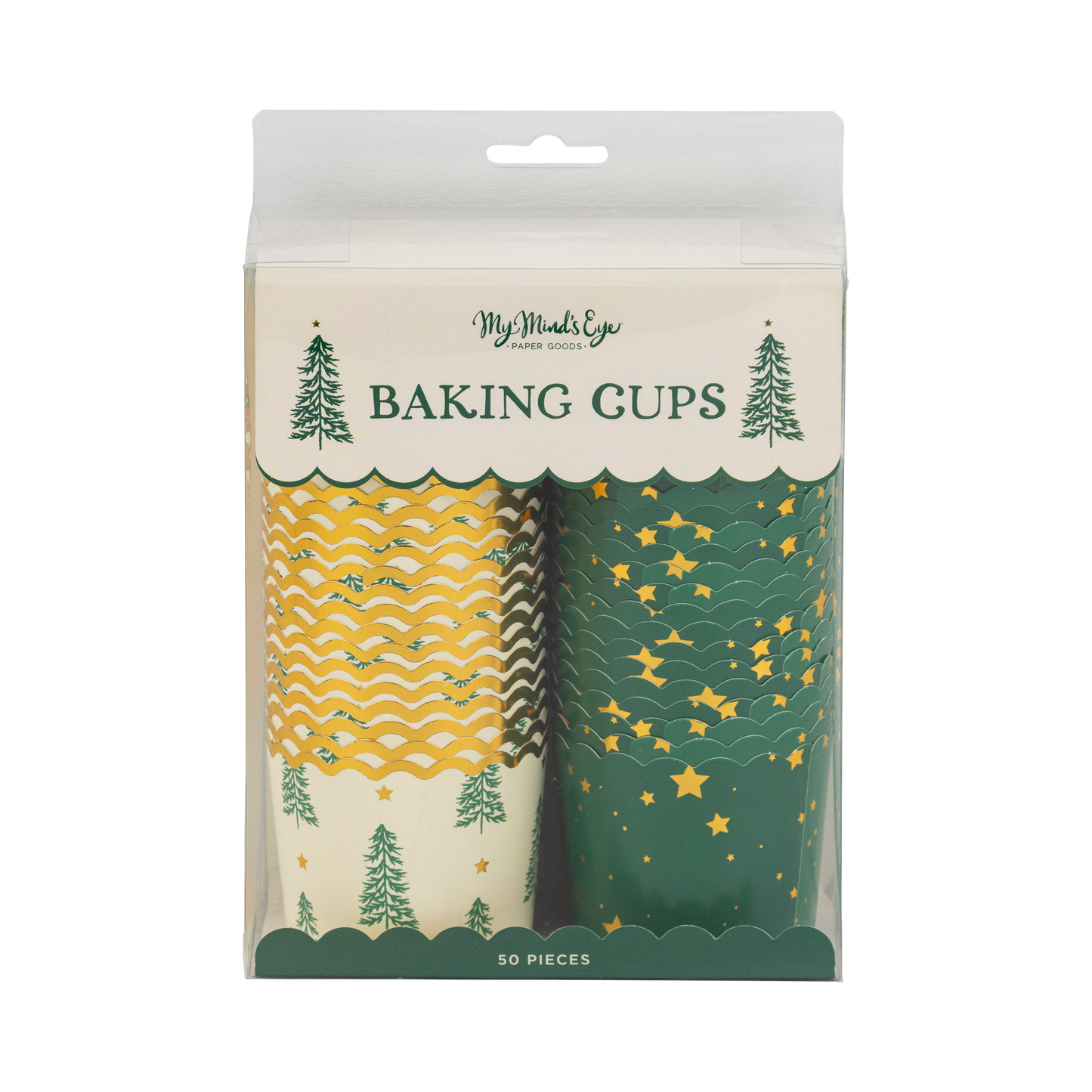 Gold Foil Trees and Stars 5 oz Party Baking Cups