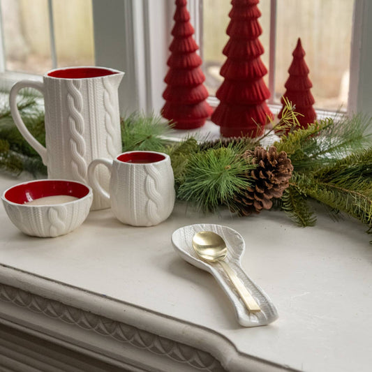 CREAM RIBBED SPOON REST