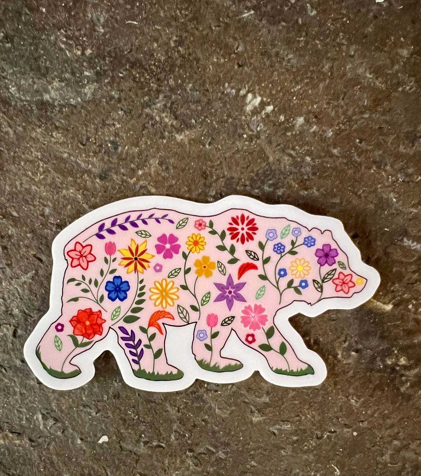 Pink Flower Bear Stickers