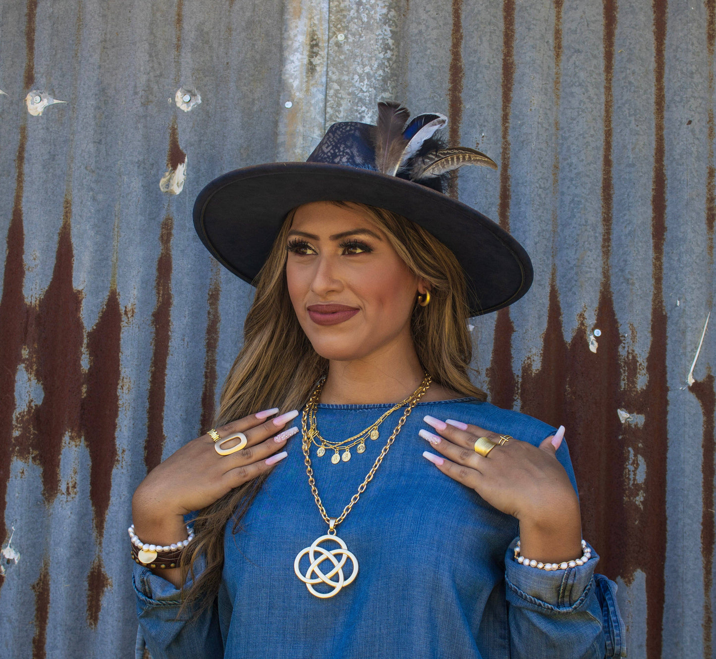 Gold Electroplate Cuff Bar Ring