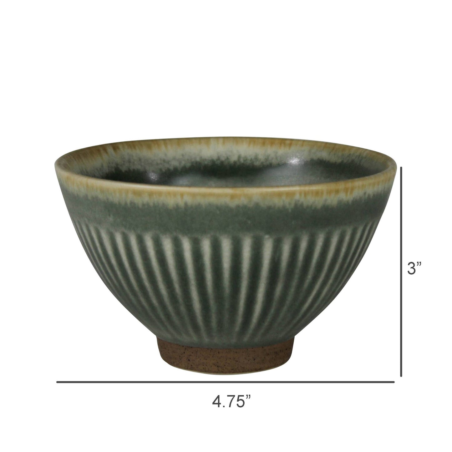 Ribbed Bowl, Ceramic, Sage Green