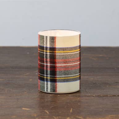 4" WHITE TARTAN 3D CANDLE