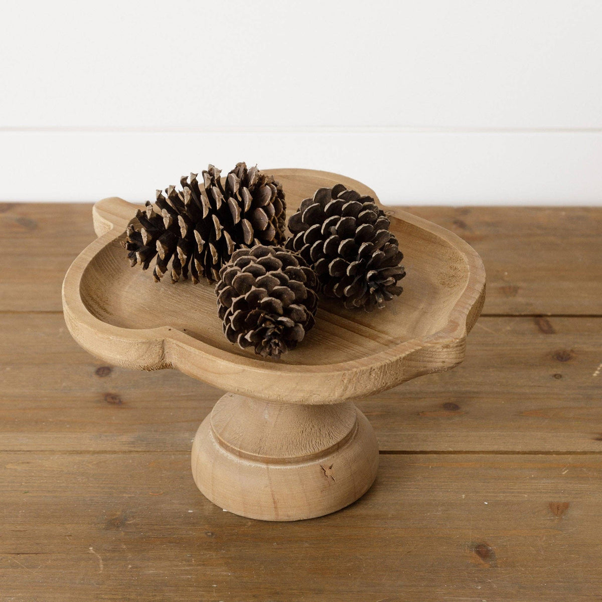 Wood Acorn Pedestal Tray