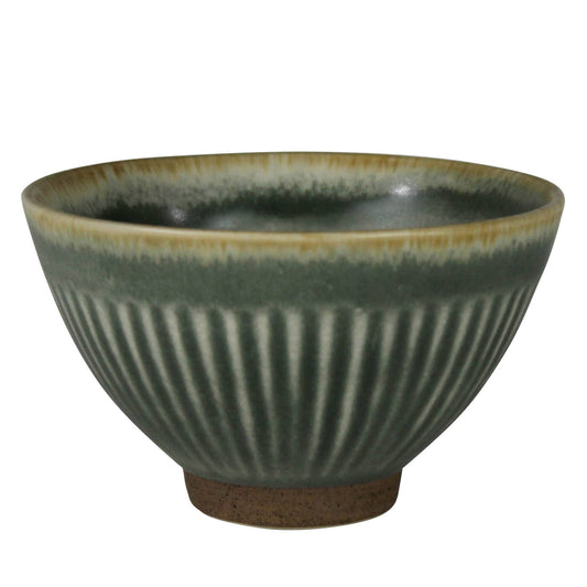 Ribbed Bowl, Ceramic, Sage Green