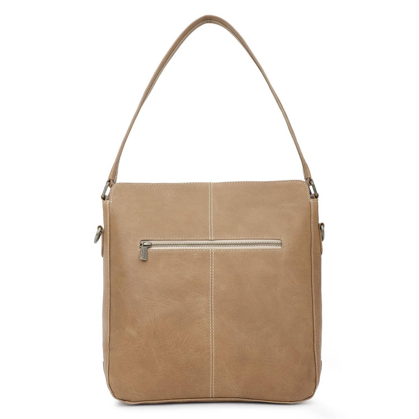 Leather and Cowhide Shoulder Bag - Brown White