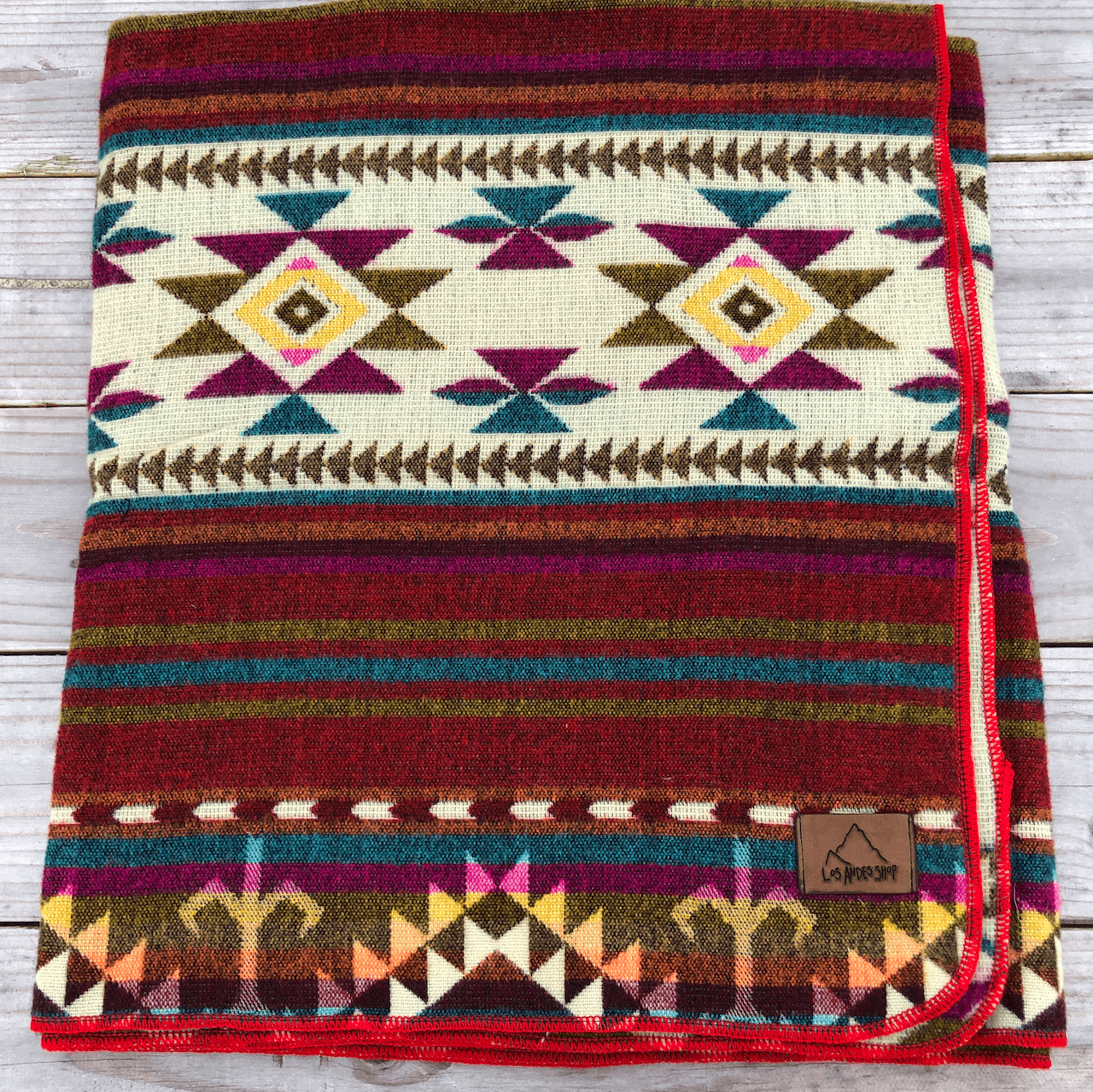 Red and Turquoise Southwestern Blanket