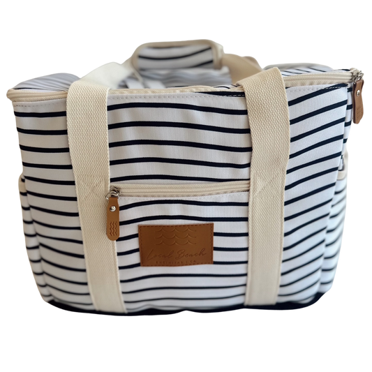 Packable Canvas Black Stripe Cooler Bag