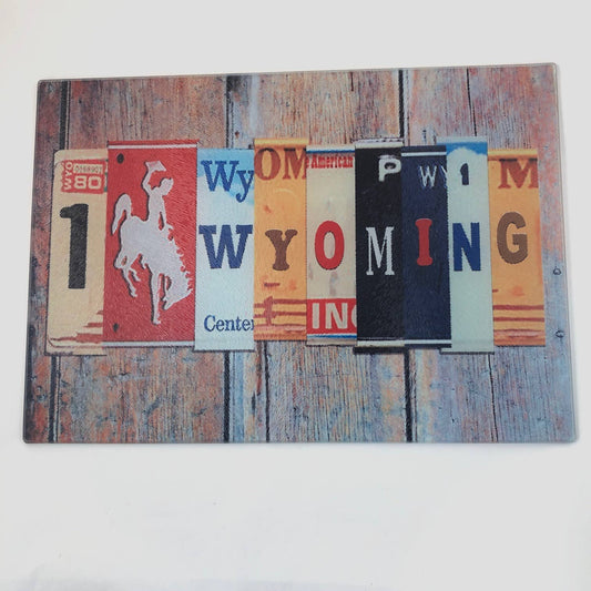 Wyoming License Plate Cutting Board