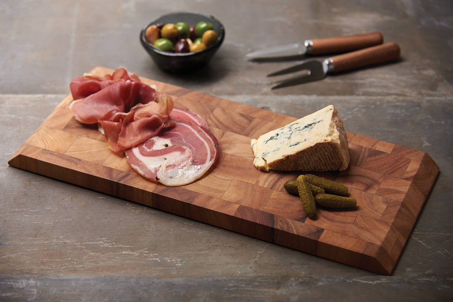 Bowery End Grain Cheese and Charcuterie Board, Acacia Wood
