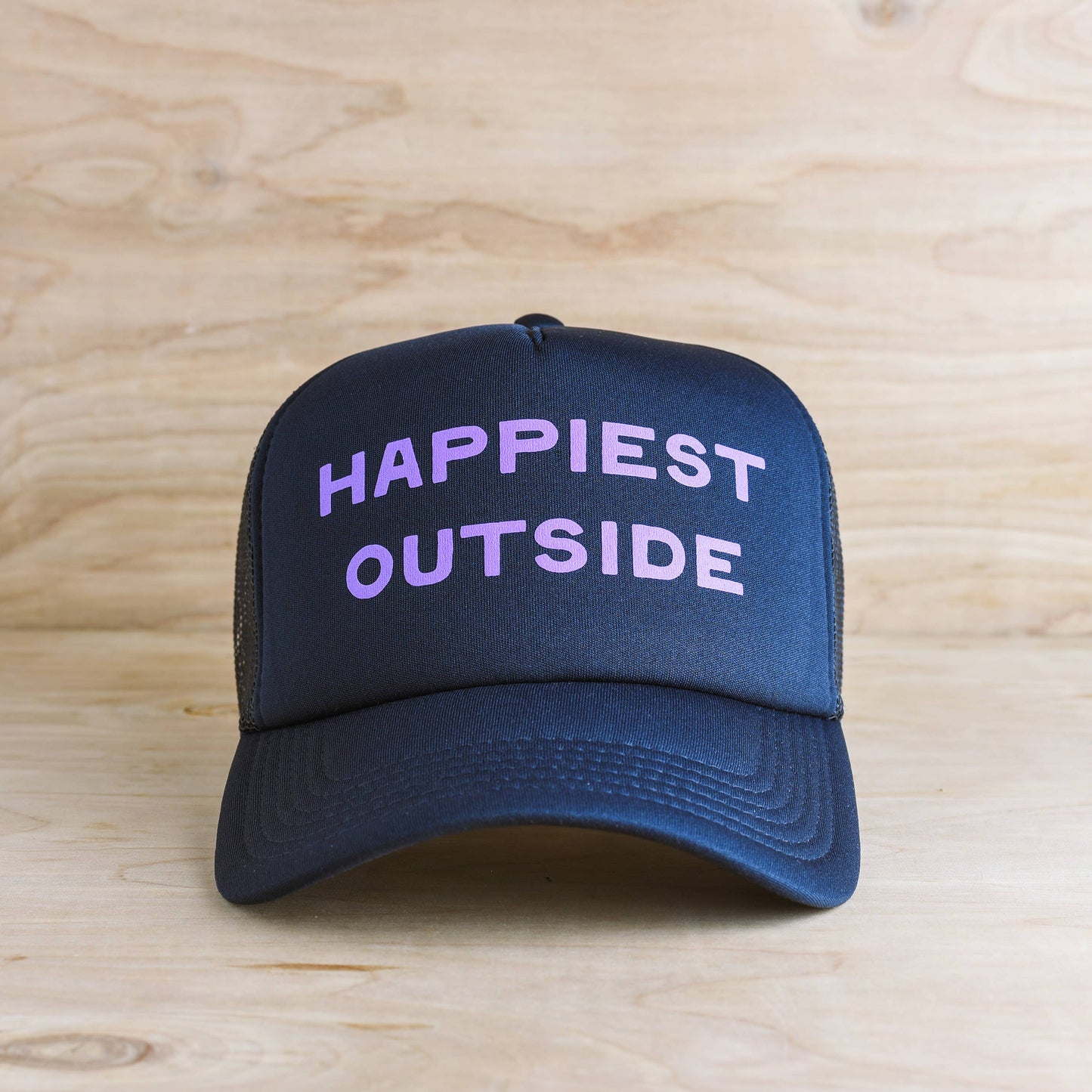 Happiest Outside Woman's Recycled Trucker Hat - navy