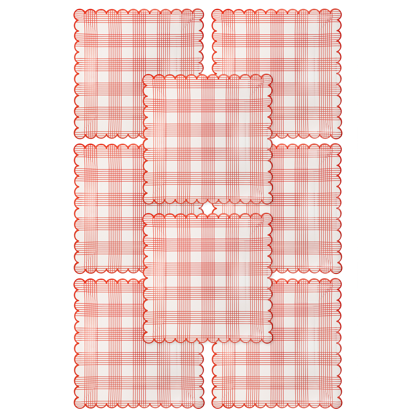 Red Stripe Checked Paper Plate