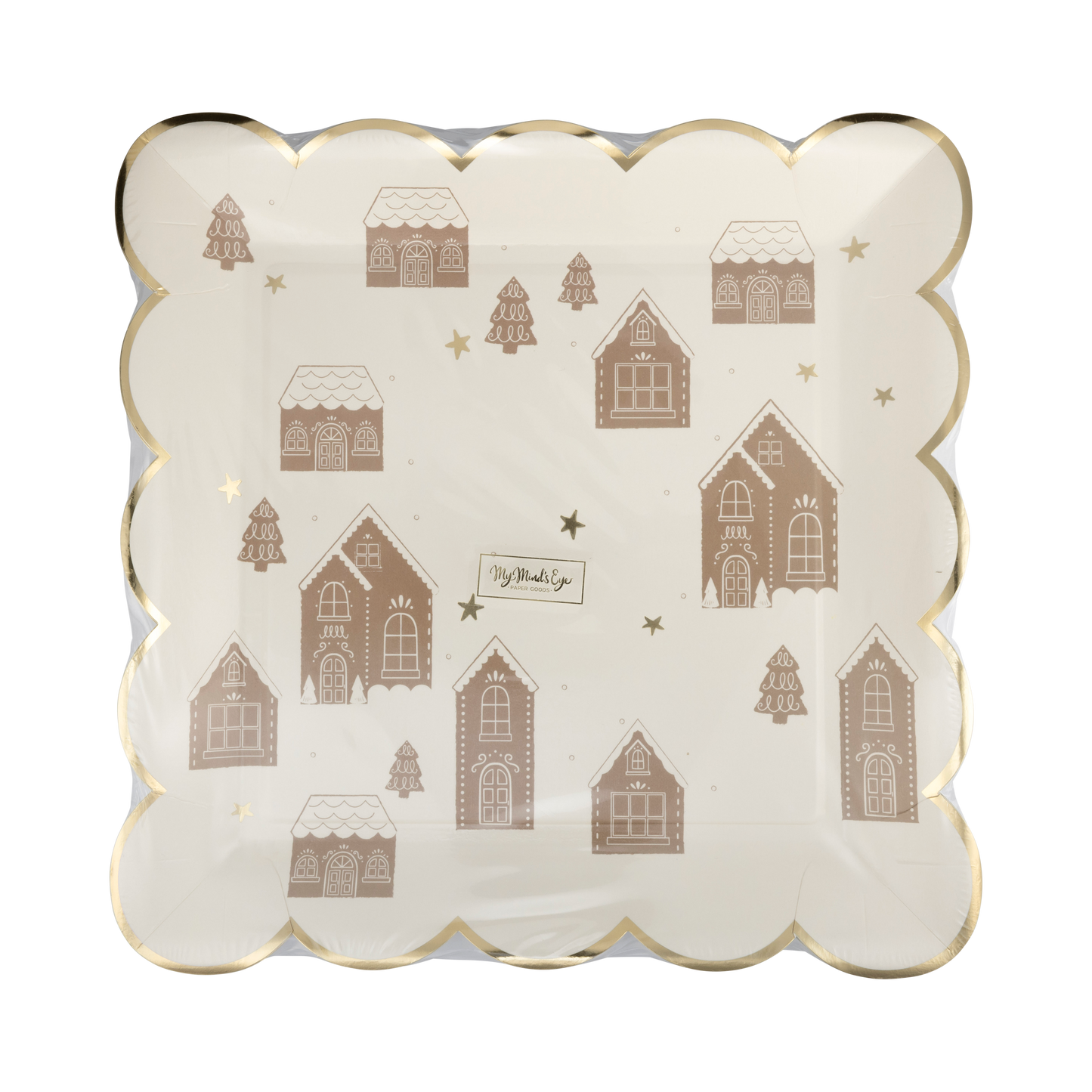 Gingerbread Scattered House 9" Party Plate