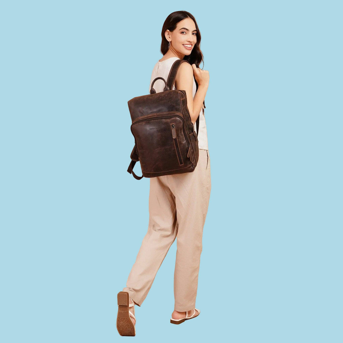 Oslo Leather Laptop Backpack 15.6"