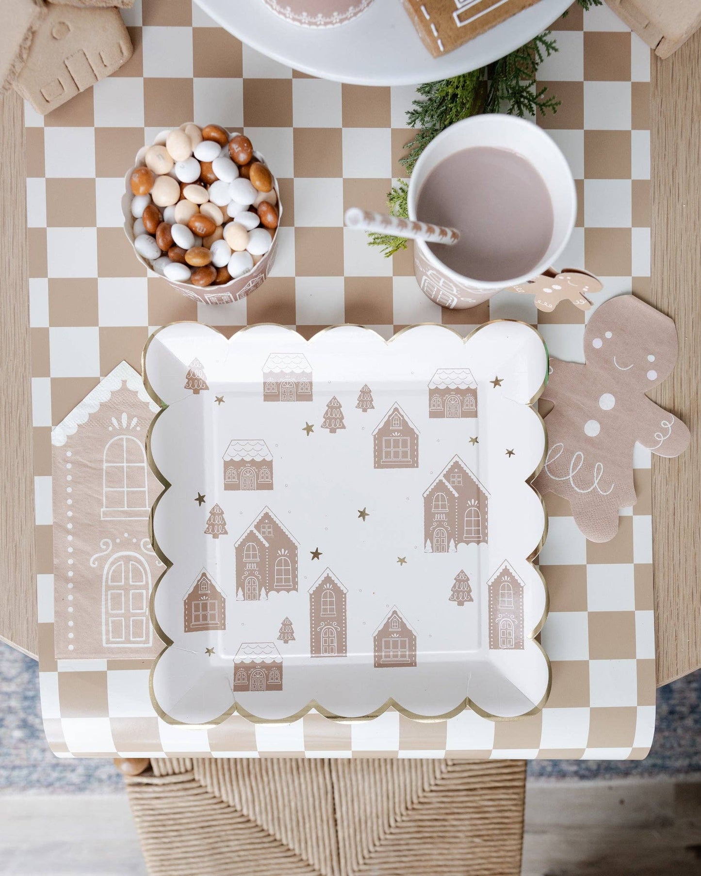 Gingerbread Scattered House 9" Party Plate