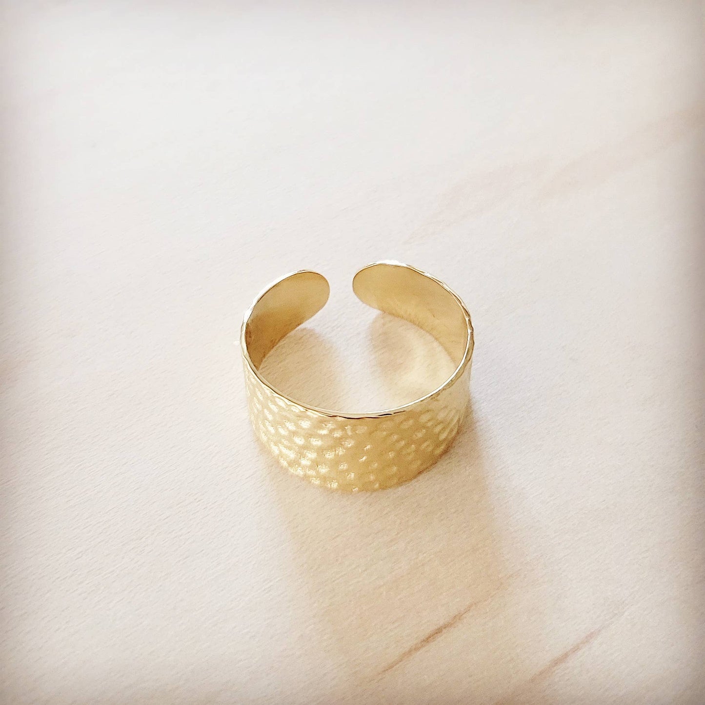 Gold Electroplate Hammered Cuff Ring