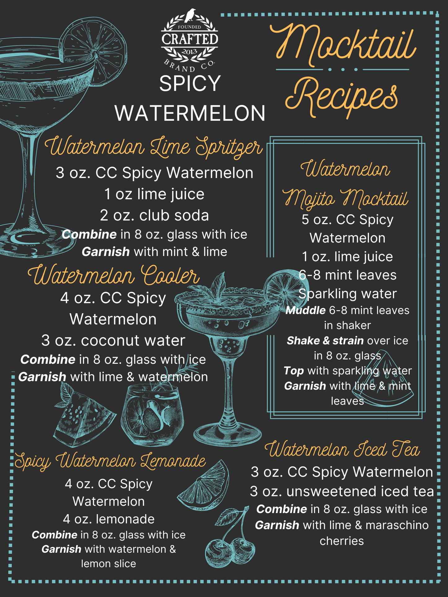 Spicy Watermelon Cocktail Or Mocktail Mix