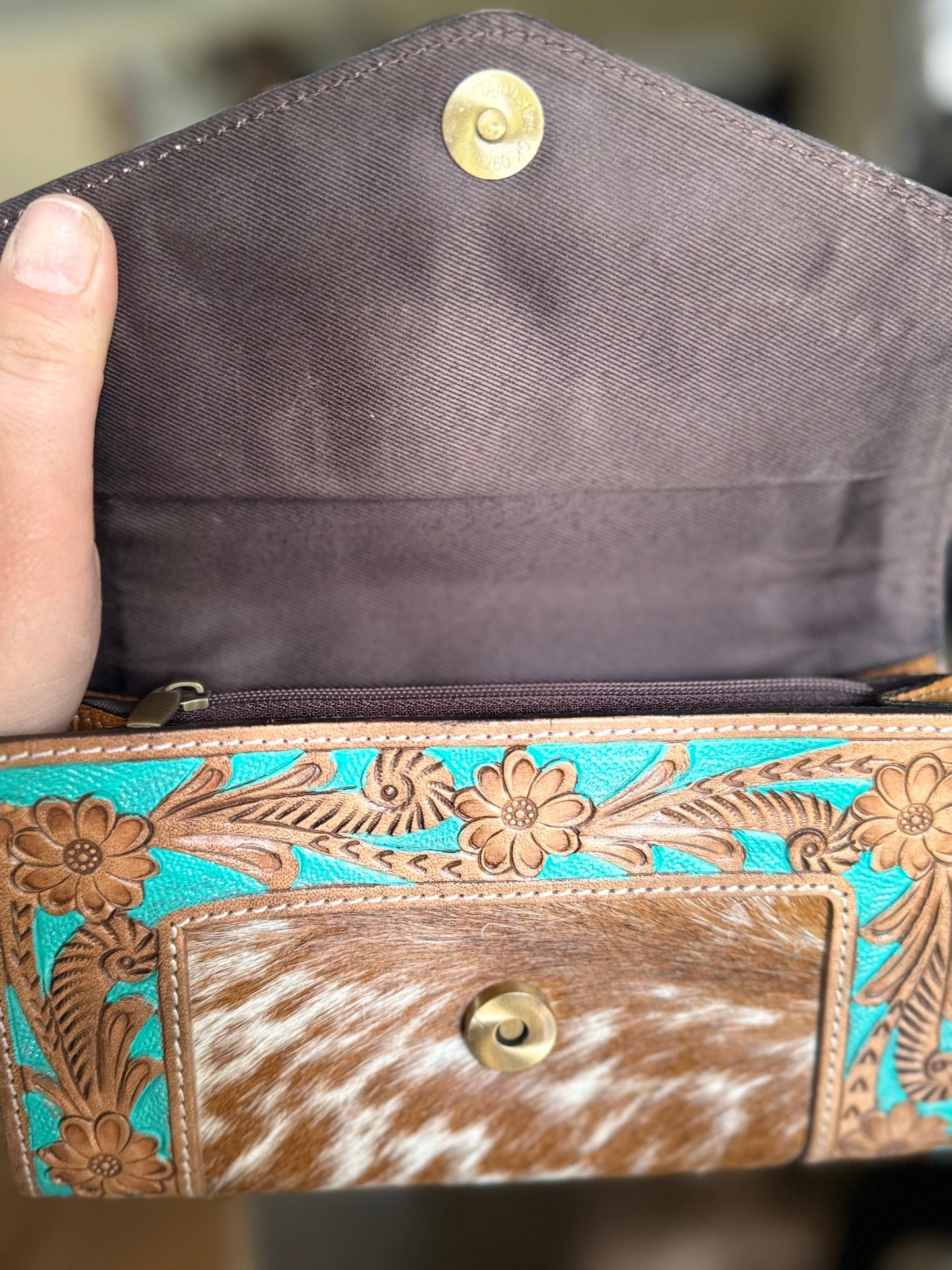 Large Tooled cowhide wallet