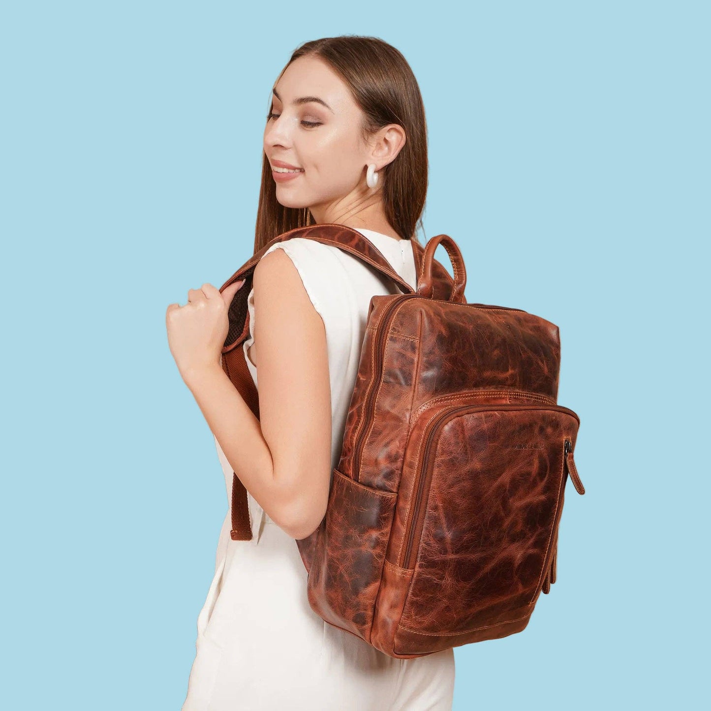 Oslo Leather Laptop Backpack 15.6"