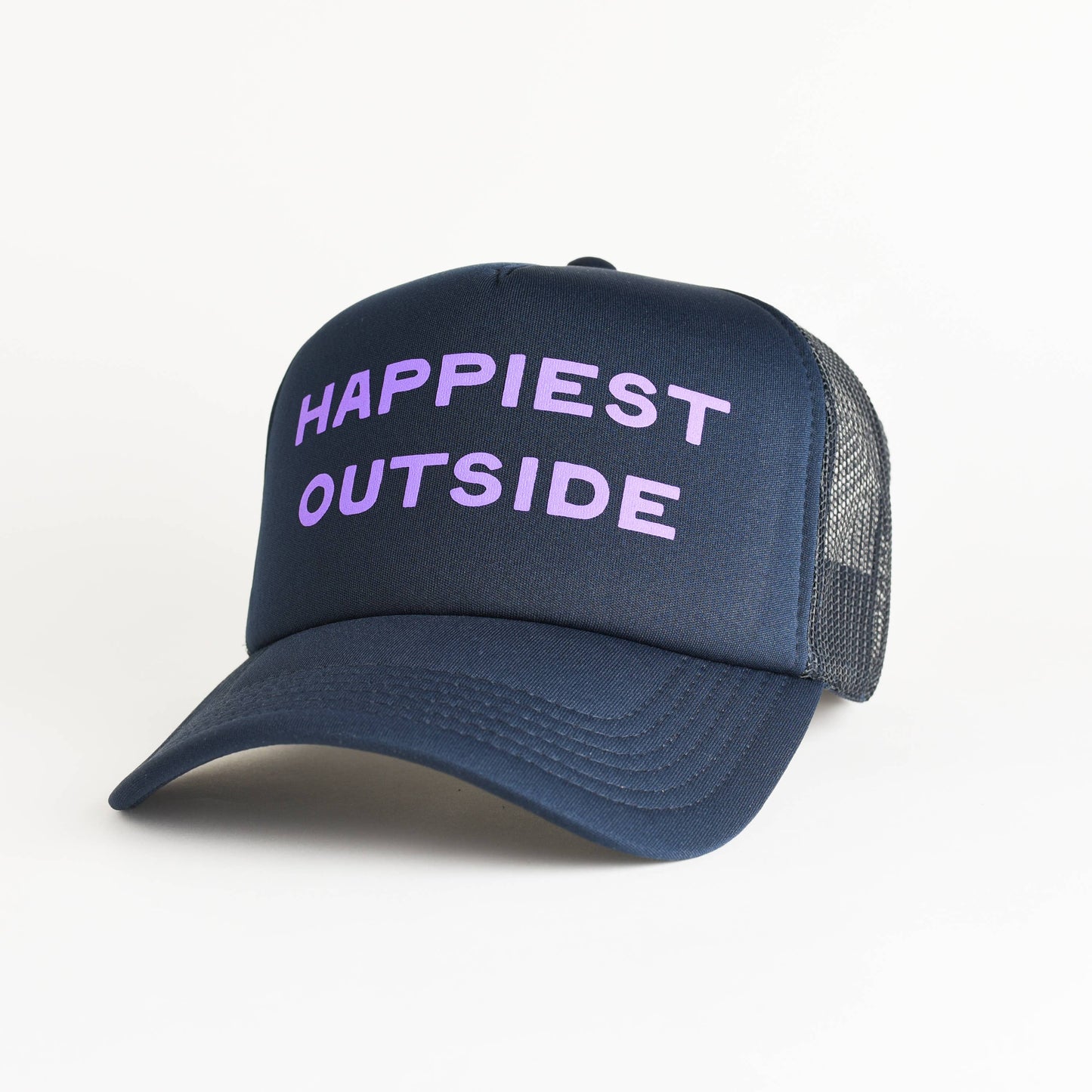 Happiest Outside Woman's Recycled Trucker Hat - navy