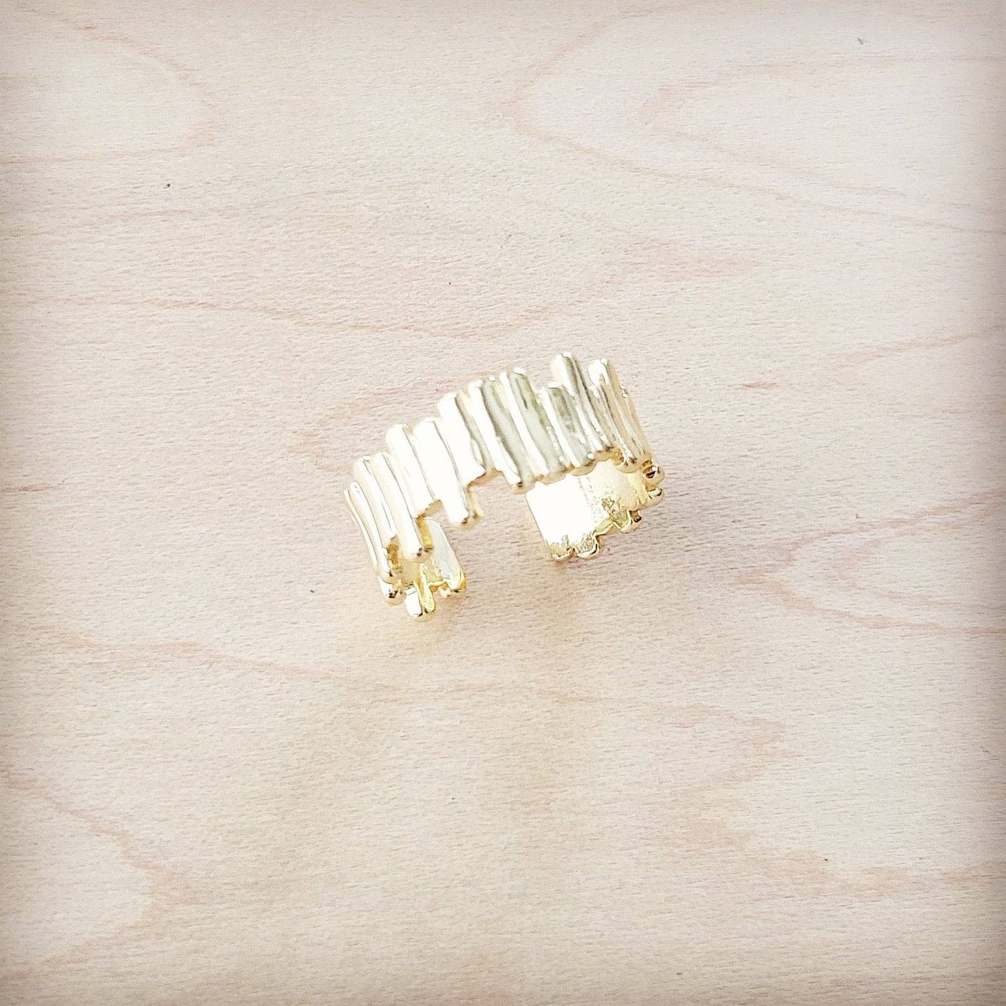 Gold Electroplate Cuff Bar Ring
