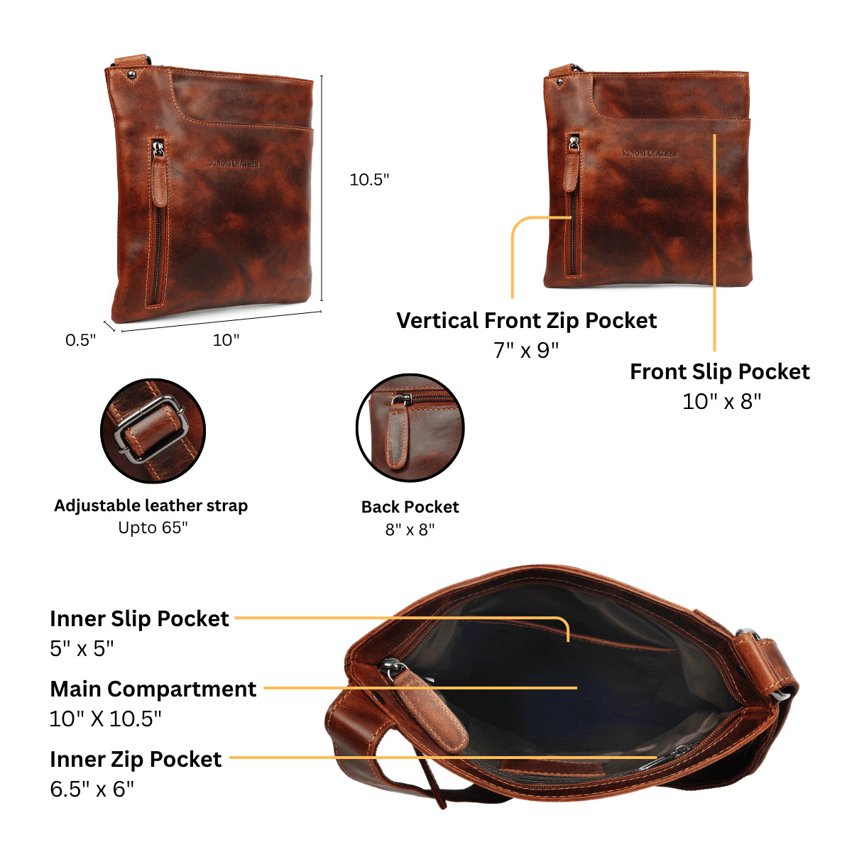 Carter Slim Leather Crossbody Bag in Chestnut