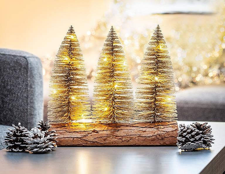 Glitter LED Tree on Log Base