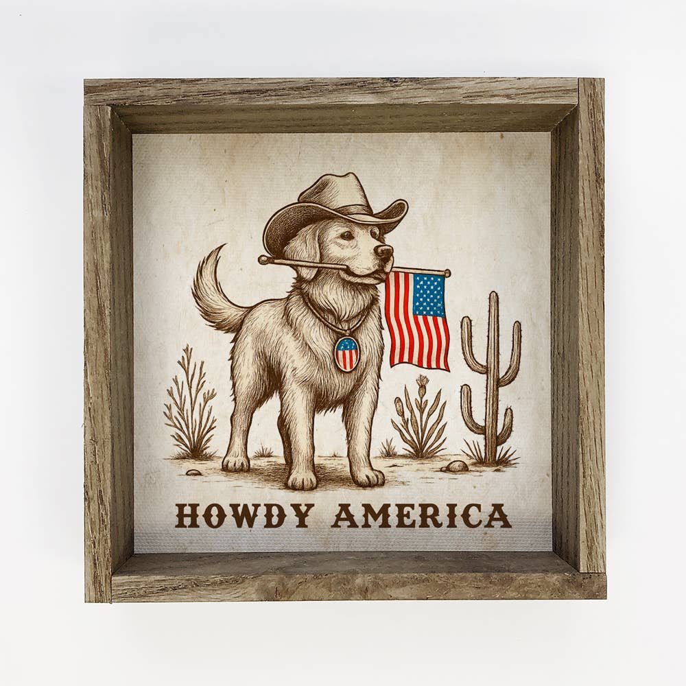 4th of July Howdy America - 4th of July Framed Wall Art