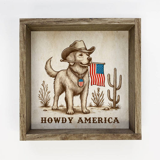 4th of July Howdy America - 4th of July Framed Wall Art
