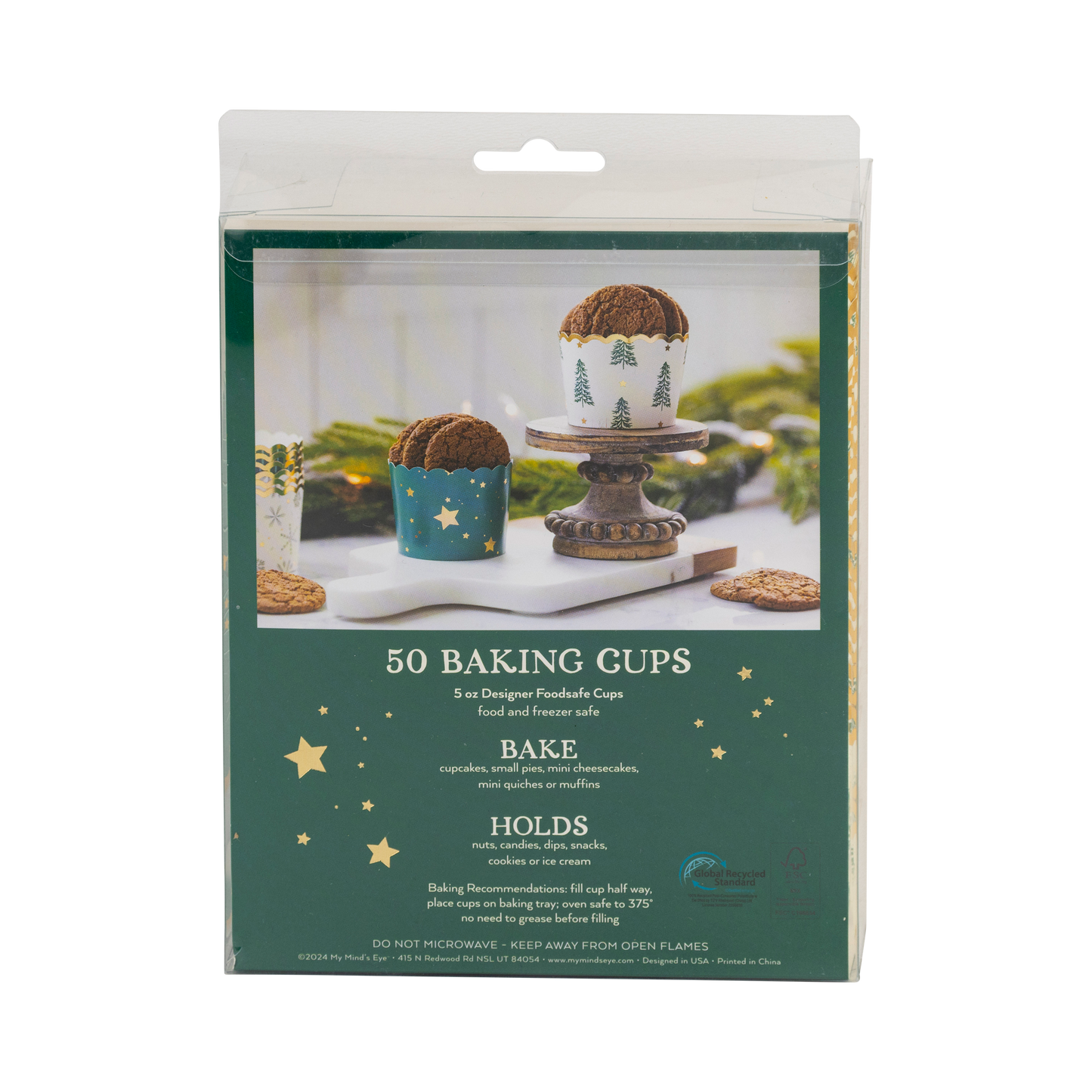 Gold Foil Trees and Stars 5 oz Party Baking Cups