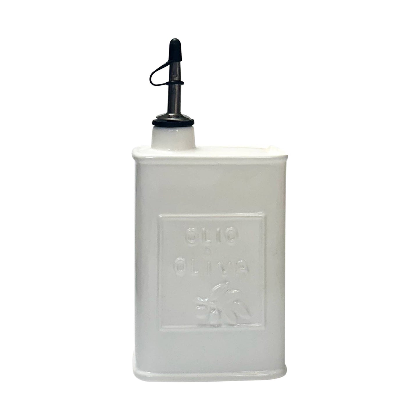 White Ceramic Oil Can, 17 oz