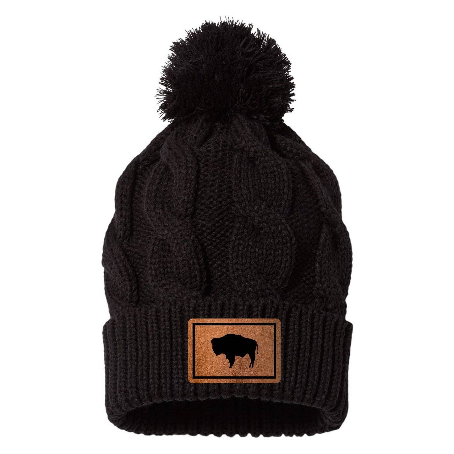 Wyoming Leather Patch Beanie