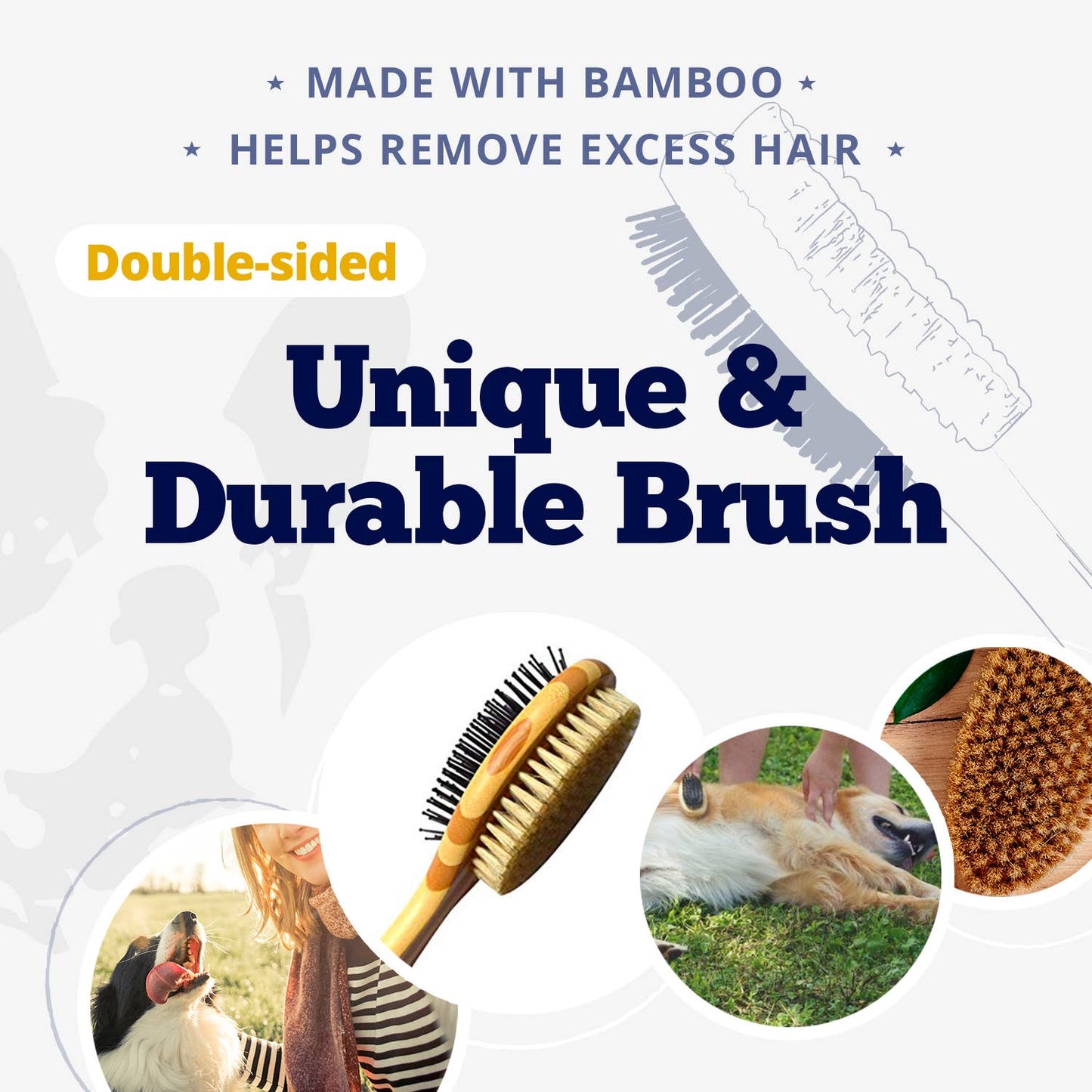 Dual Sided Dog Bamboo Grooming Brush