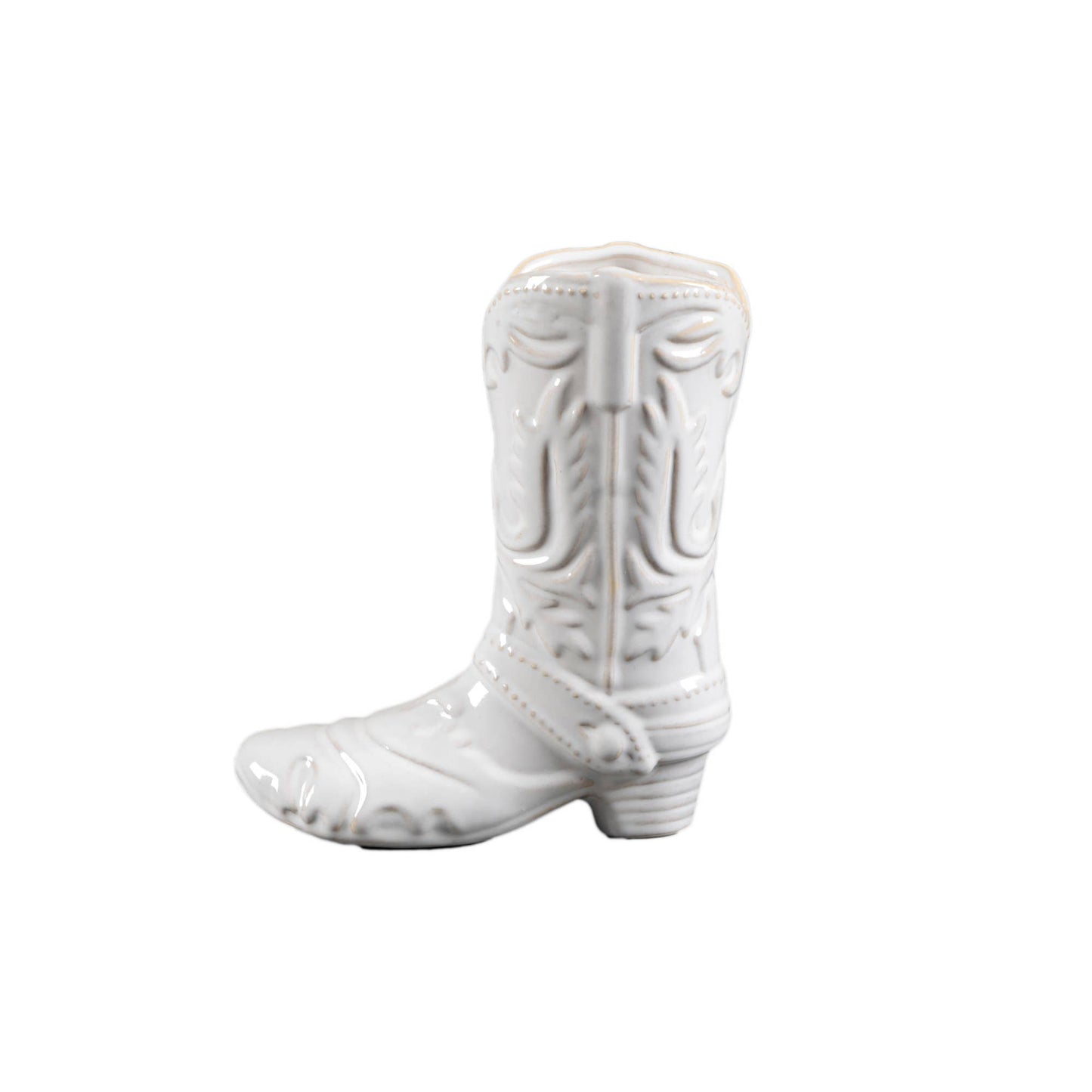 Ivory Cow Girl Boot Vase