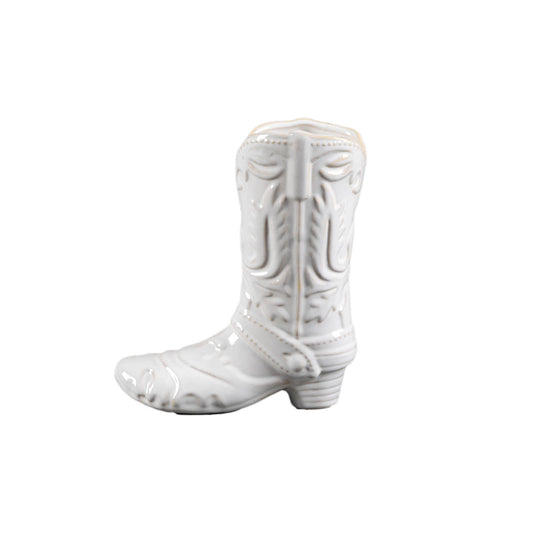 Ivory Cow Girl Boot Vase