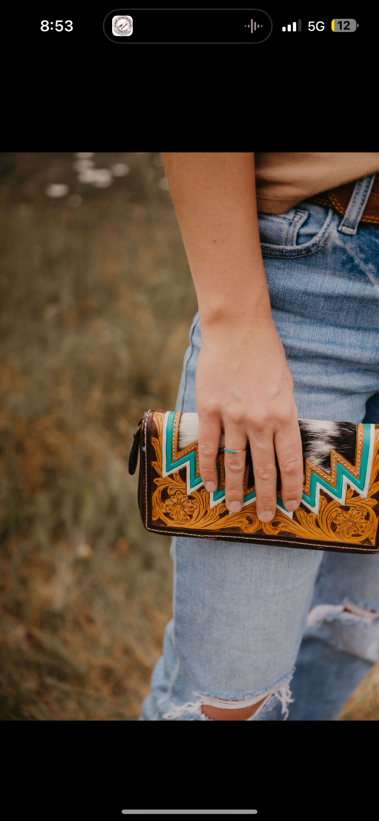 Tooled cowhide wallet