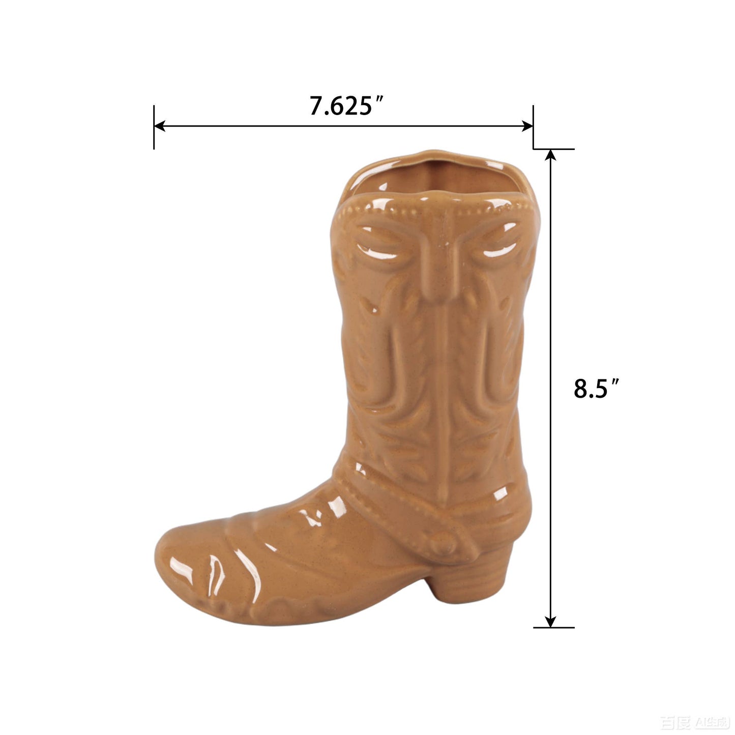 8.5 H Brown Cow Girl Boot Vase Brown