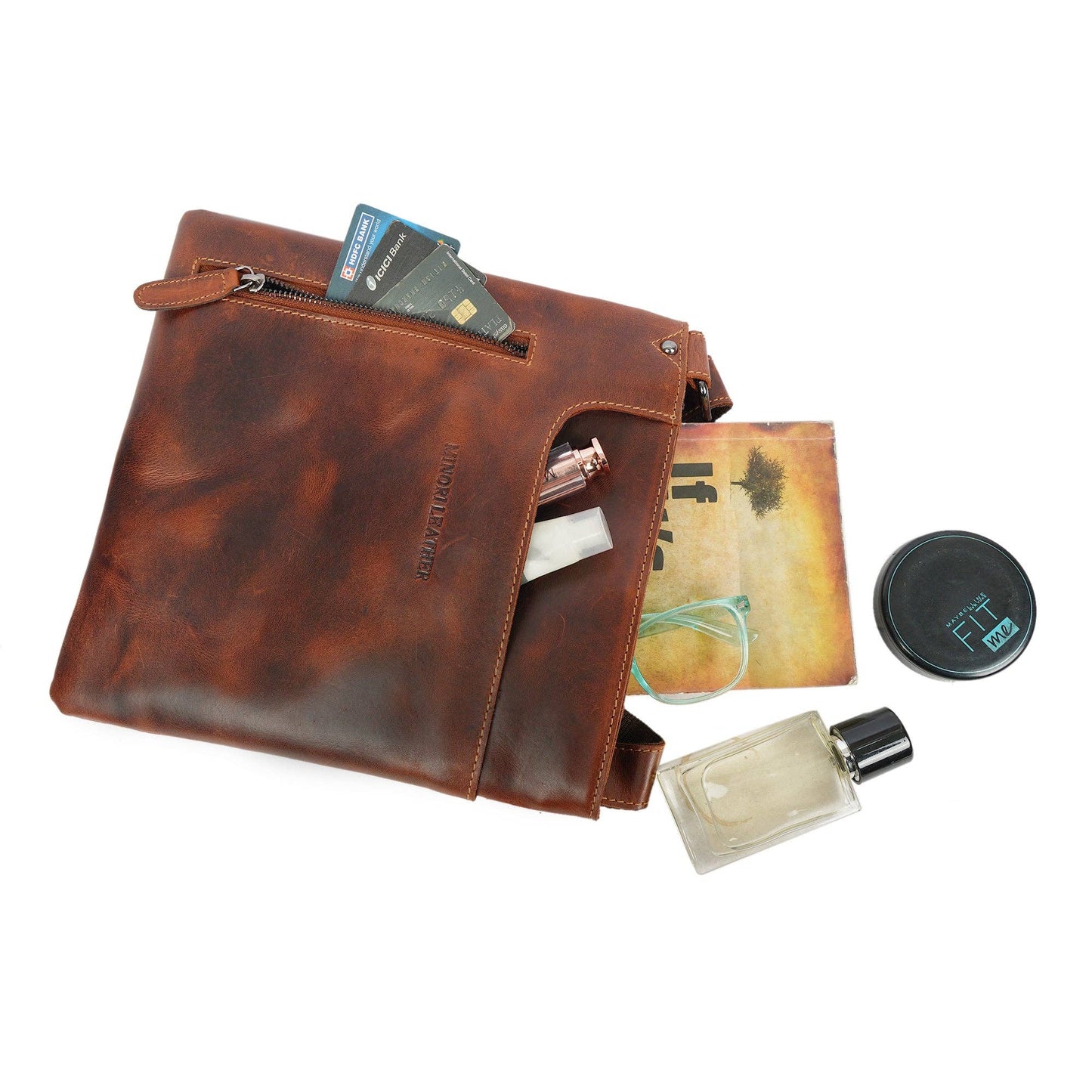 Carter Slim Leather Crossbody Bag in Chestnut