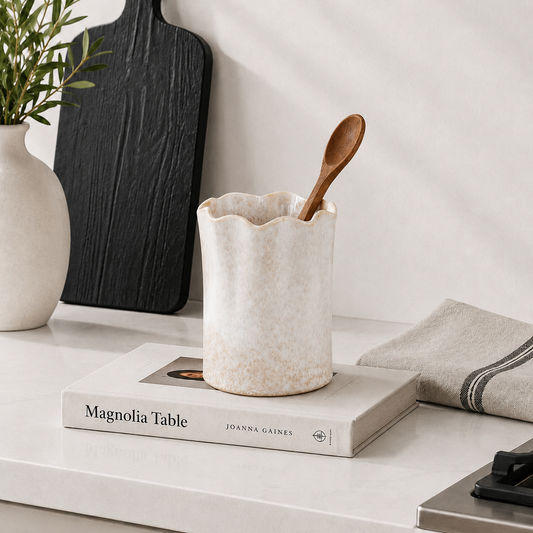 Scalloped Edge Ceramic Vase