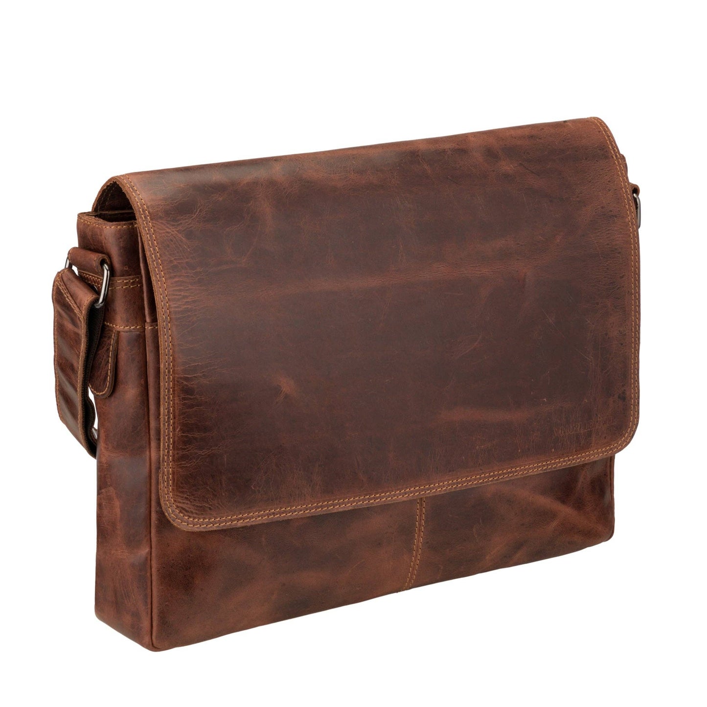 Richmond Full Grain Leather Laptop Messenger Bag 16 Inch for Men,  Work Bag, Chestnut