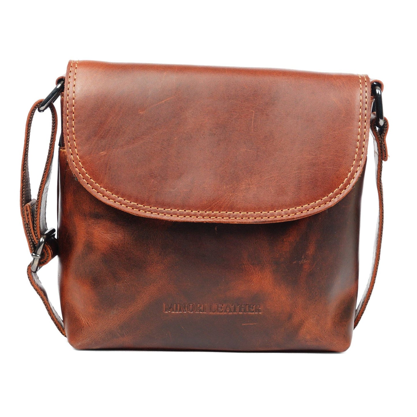 Metro Leather Crossbody Bag in Chestnut